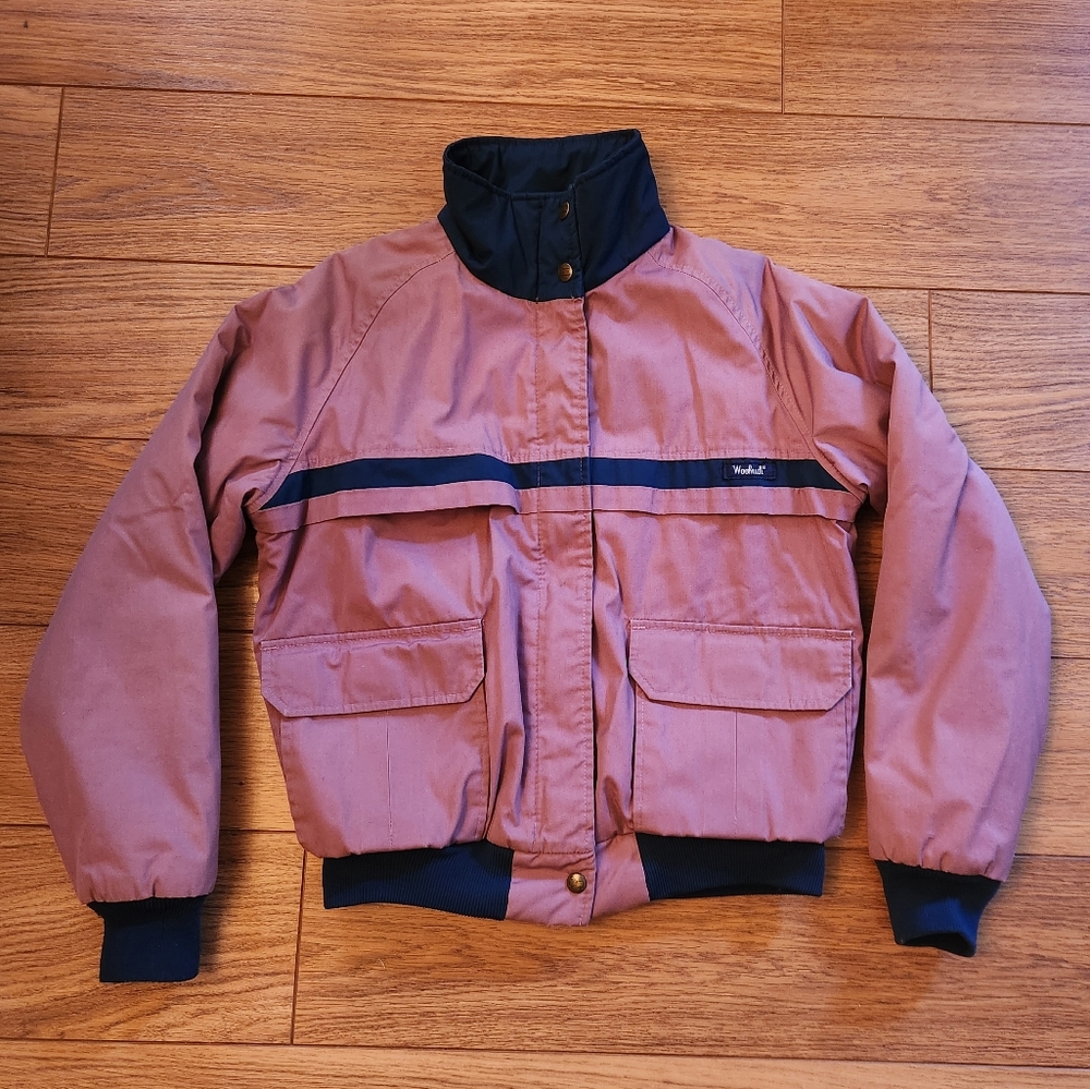 Vintage Woolrich Winter Snow Ski Jacket Made in U.S.A. Pink Navy Blue Medium